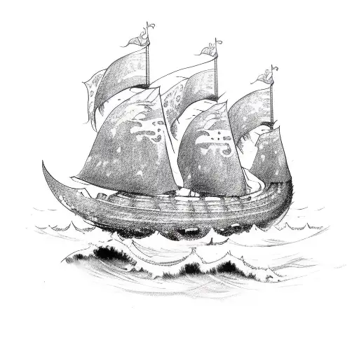 Viking Ship Attacked By Kraken