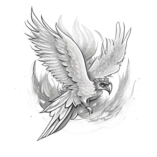 Pheonix Wings With Crown In The Middle