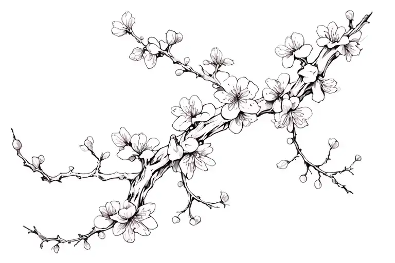 Collobour Bone Vine Wrapped With Cherry Blossom Flowers