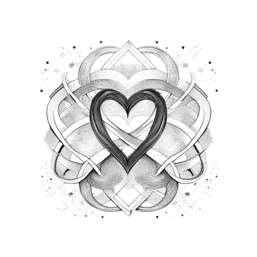 Black Thin Line Design Of A Infinity Sign With A Heart Infused Into The The Infinity Sign
