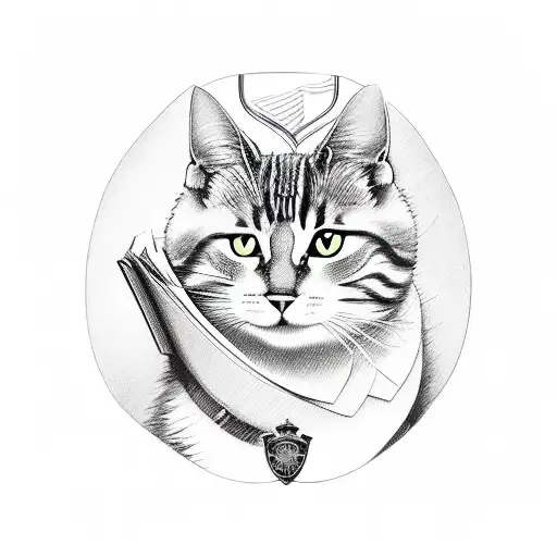 An Open Book With A Police Badge On Top And A Cat Sitting On It