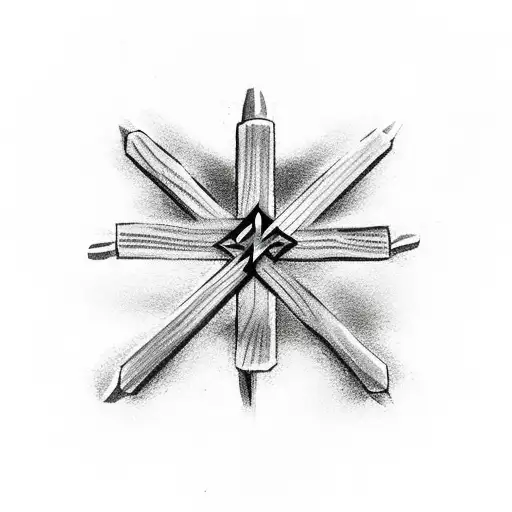 Simple Wooden Christian Cross With Nails