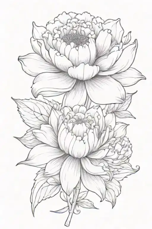 Violet Marigold Lily Peony Flower Wrapped