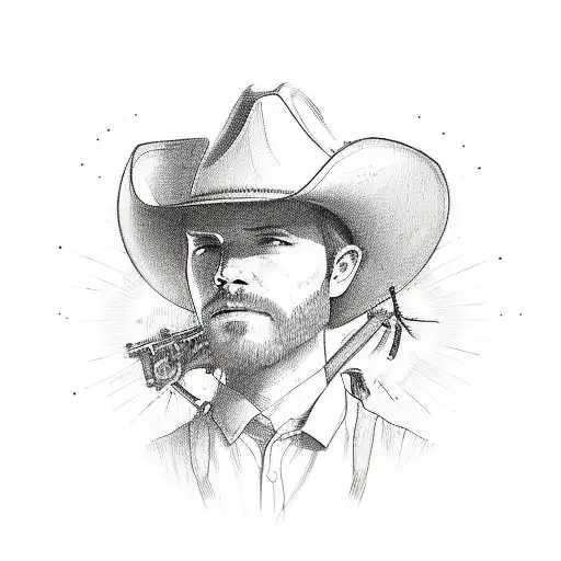 The Words May I Stand Unshaken With A Cowboy Hat And Gun