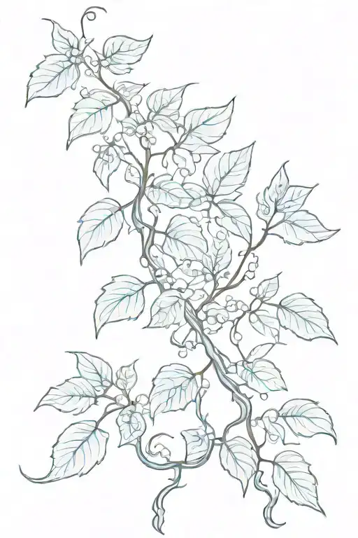 Long Vine Growing With Blue Leaves