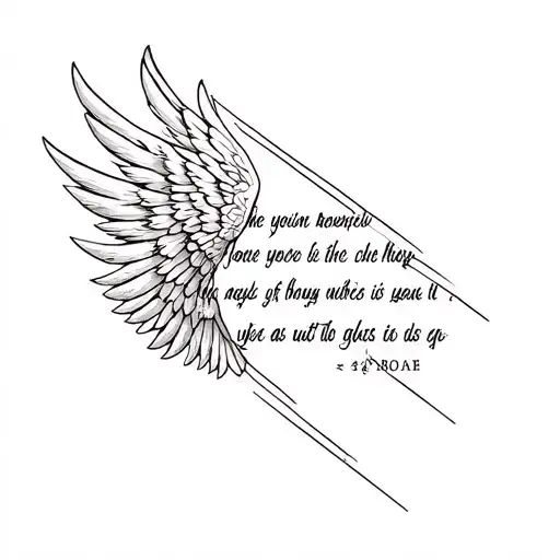 Wings With Bible Verse Going Down The Middle Diagonal