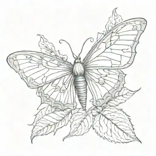 Lunar Moth Around Ivy Leaves