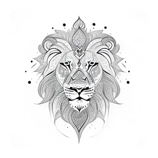 Full Sleeve Lion With Tribal And Mandala Design