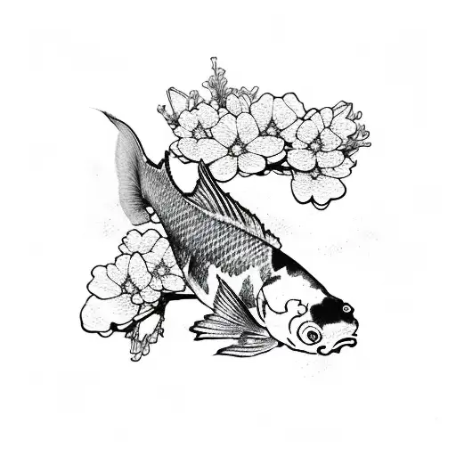 Cherry Blossom With Koi Fish