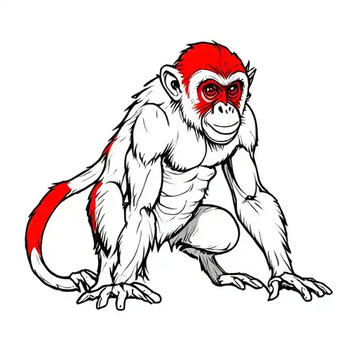Small Red Monkey Crouching