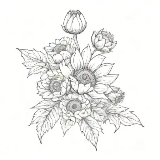 Sunflower Poppy And Daisy Bouquet