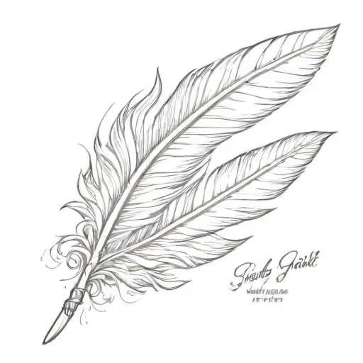 A Feather Quill Pen Writing