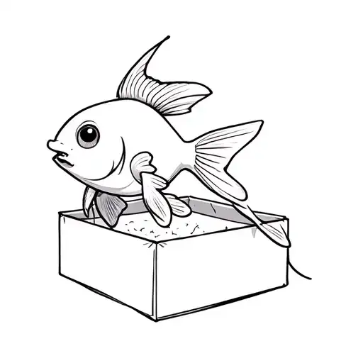 A Goldfish With Legs In A Box Cartoon Character