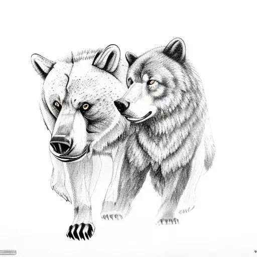Bear Fighting A Wolf