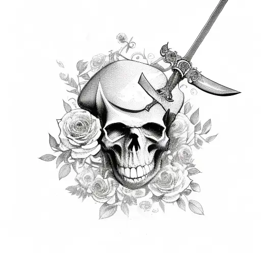 Sword With Flowers And Skulls