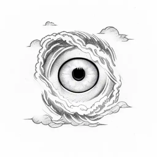 Cloud With Rain And A Lightning Bolt And An Eye In The Middle