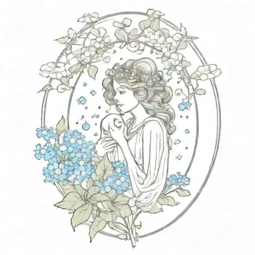 Lovers Tarot Card With Forget Me Not Flowers