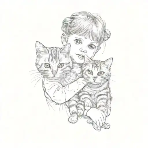 A Little Girl With A Cat