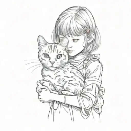 A Little Girl With A Cat