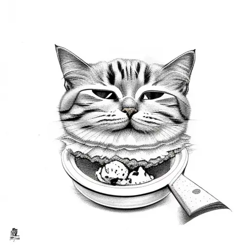 Ice Cream With Cookie And Cat