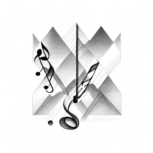 Musical Notes Intertwined With Mountain Peaks