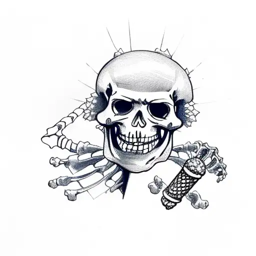 Rollerblading Skeleton With Ice Cream Cone