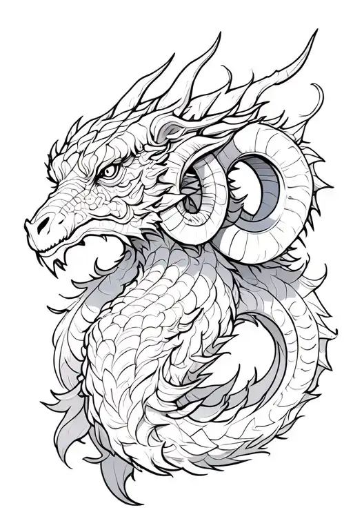 Ram With Dragon On Background With Smoke Effect