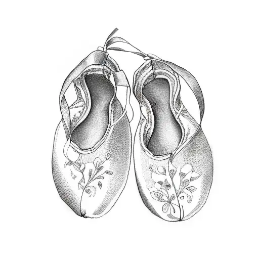 A Pair Of Ballet Shoes Surrounded By Delicate Floral Patterns