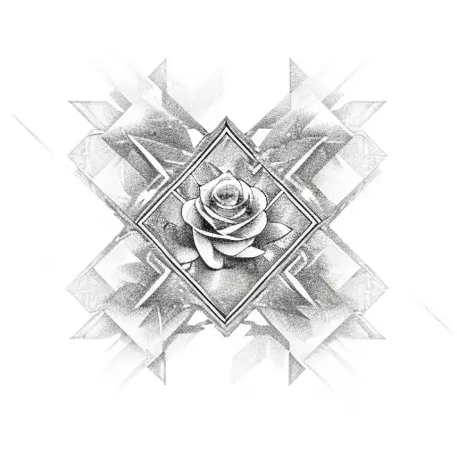 Diamond Border Surrounding Thr The Letters E And D With Rose Like Effect