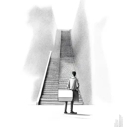 Guy Stands Infront Of Small Stairs Leads To Clouds