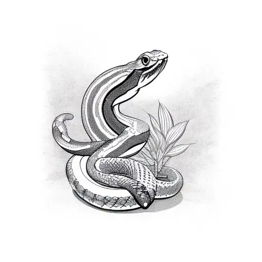 Monstera Plant With Snake