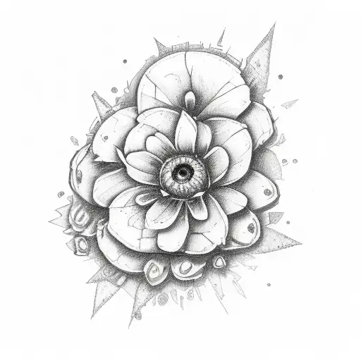 Broken Skull In Flowers