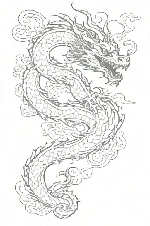 Chinese Dragon With Smoke And Spine
