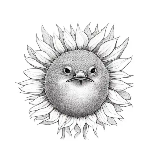 Robin With A Sunflower In His Chest