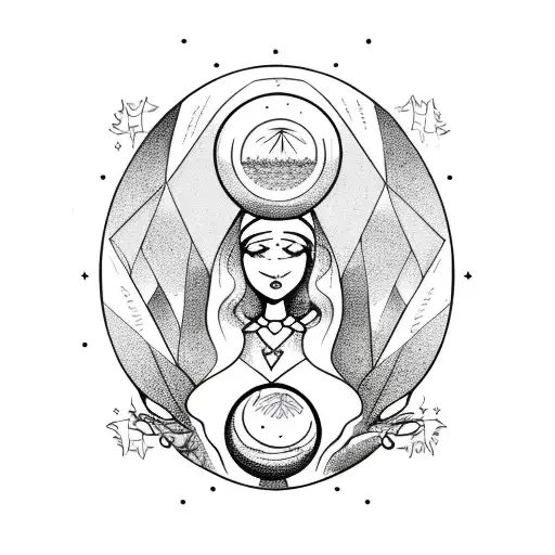 Mystical Witch Holding A Crystal Ball