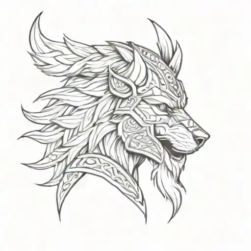 Viking Warrior Wearing Wolf Head