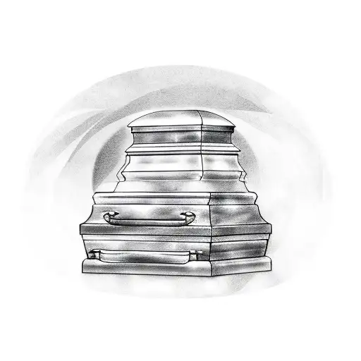 Three Caskets With A Gloomy Background