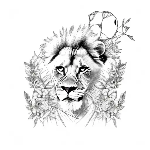 The Drawing Rafiki Made Of The Baby Lion On A Tree When He Was Born Mixed With Some Flowers