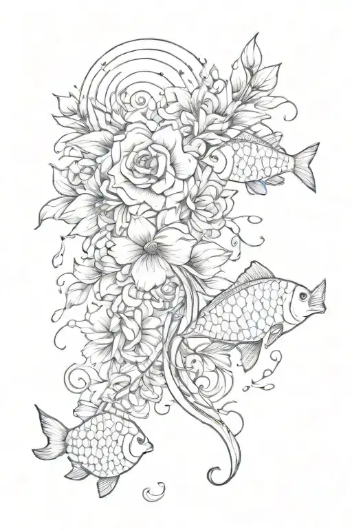 Floral With Astrological Signs Libra Sagittarius And Fish