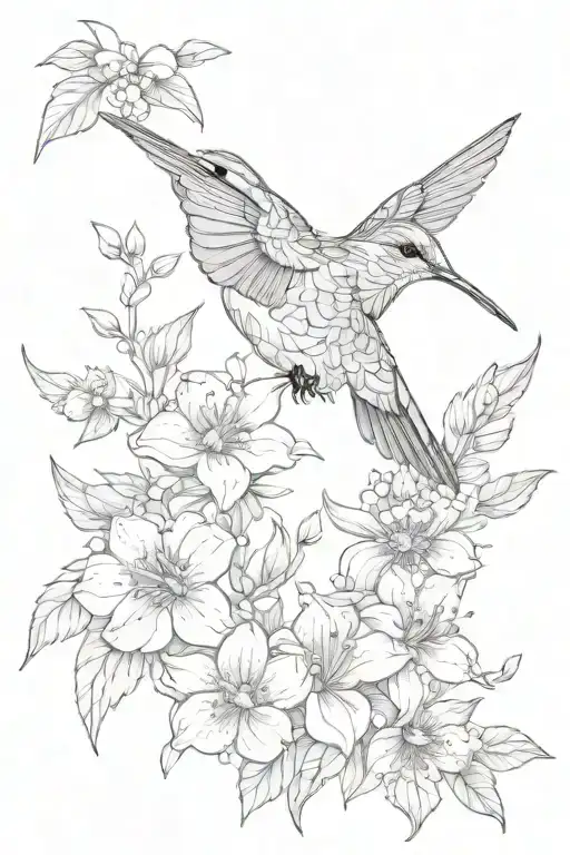 Hummingbird With Birth Flowers Of The Months September And November