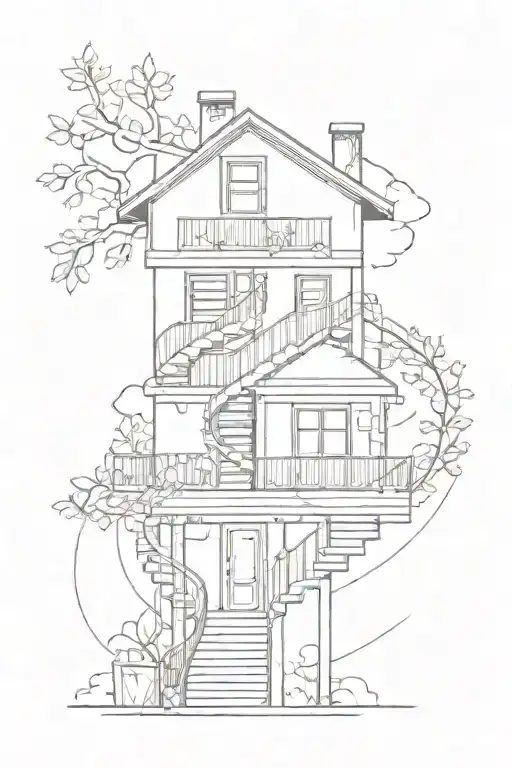 A Sketch Style Tattoo Of A Dna Strand Intertwined With A House Symbolizing Growth In Real Estate