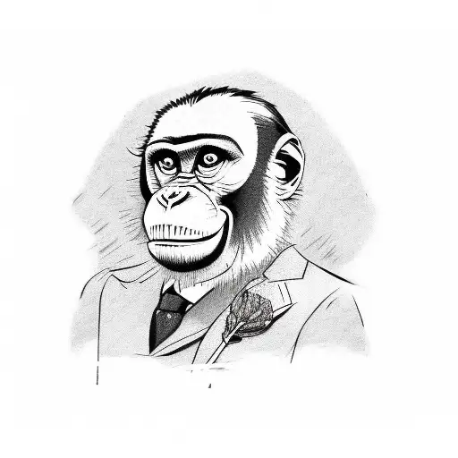 A Monkey With Suit In Peaky Blinder Style
