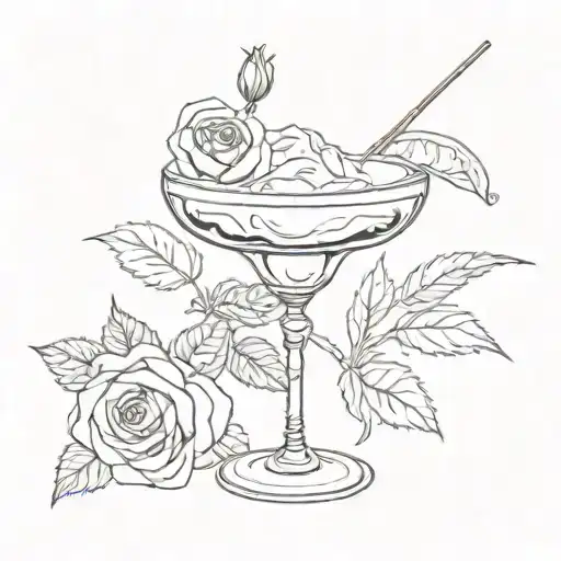 Margarita Glass With Rose Wrapped