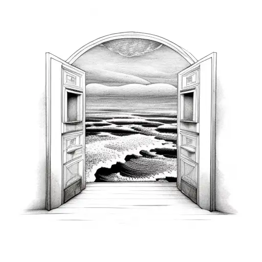 Door That Is Open To Reveal An Ocean Landscape
