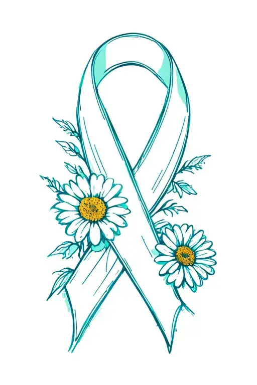 Ovarian Cancer Ribbon And Daisies