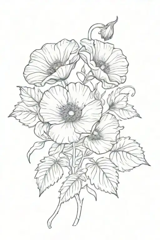 Poppy With Morning Glory Vine