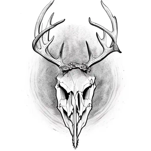 Whitetail Deer Skull With Arrows And Wilderness