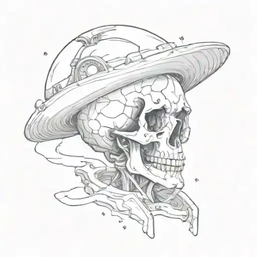 Space Cowboy Skull Floating In Space