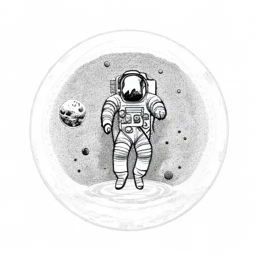 Astronaut Standing On The Moon While At A Disc Golf Tee Pad Looking At The Earth