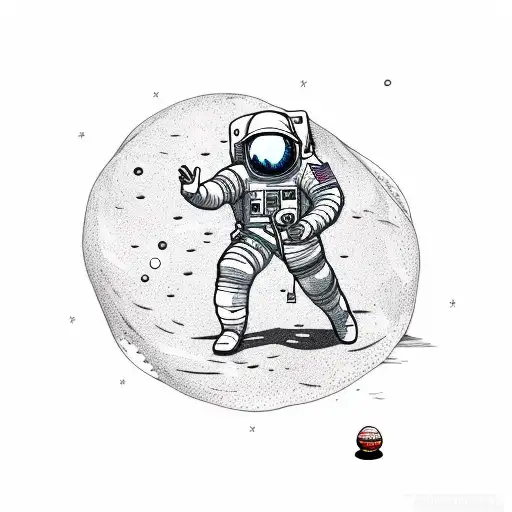 Astronaut Standing On The Moon While At A Disc Golf Tee Pad Looking At The Earth